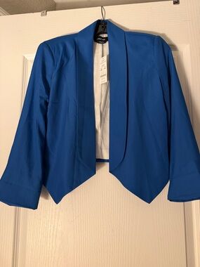 Bebe Royal Blue Cropped Open-Front Blazer.